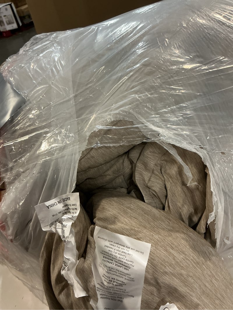 Condition photo showing As Is for bedsure california king comforter set - khaki soft bedding for all seasons, cationic dyed bed set, 3 pieces, 1 california king size comforter (104"x96") and 2 pillow shams (20"x36"+2") california king 17 - khaki