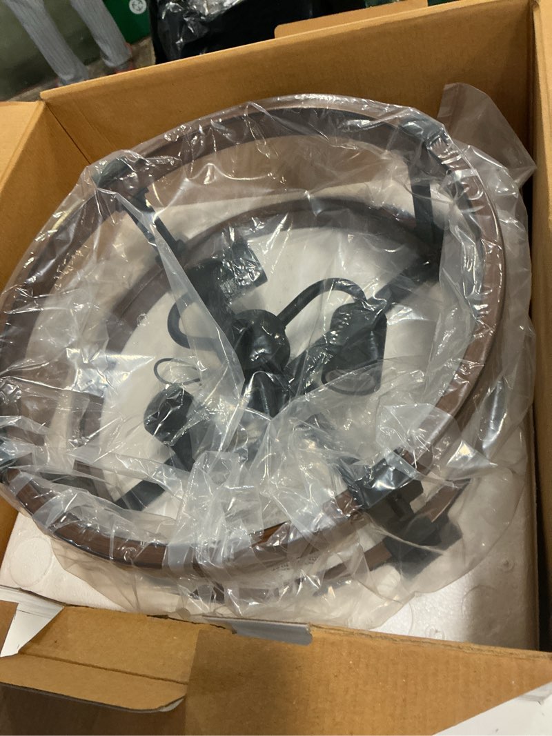 Condition photo showing As Is for Kichler Barrington 3 -Light 14.75-in Distressed Black Semi Flush Mount Light | 38171A