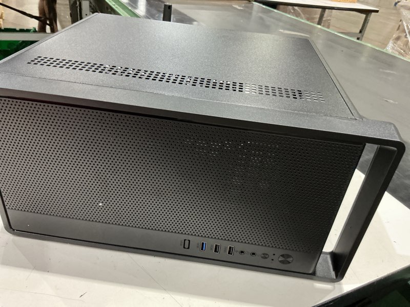 Condition photo showing As Is for micro-atx pc case with handle | steel portable pc case fits max gpu & atx psu | pre-installed  rear fan | mini tower desktop chassis for matx/itx, black ( incomplete )