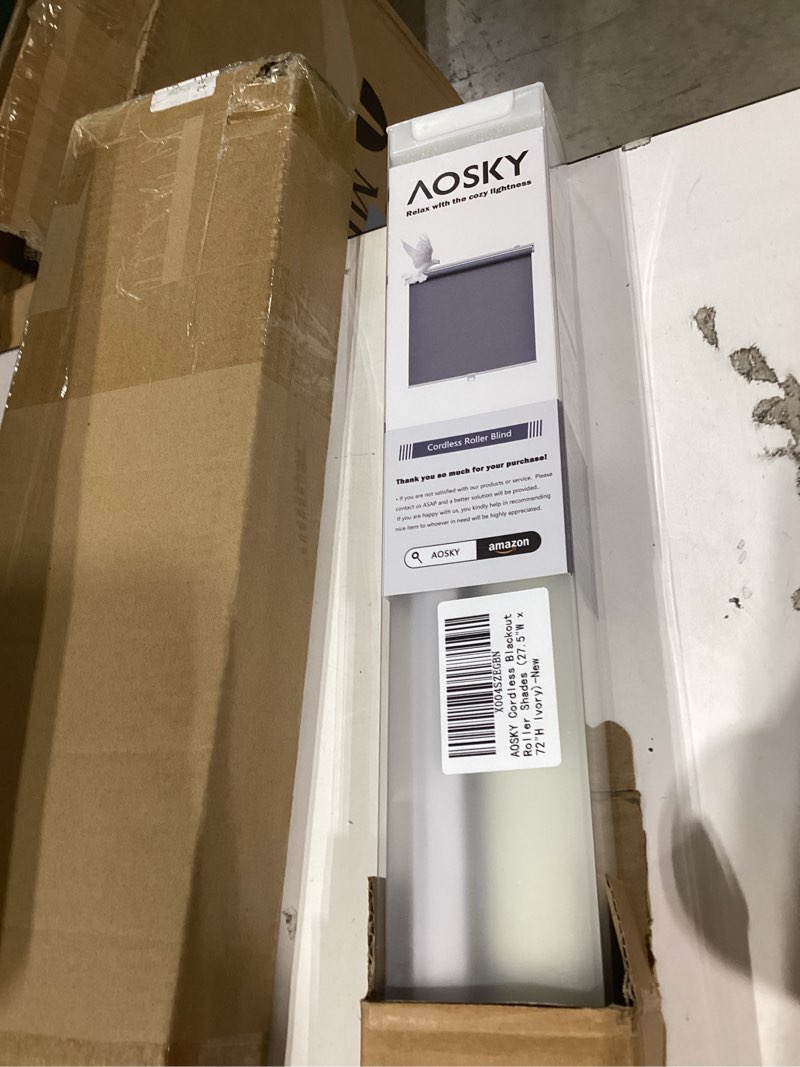 Condition photo showing Good Condition for similiar product not like size or lenght in descriptionaosky cordless roller shades blackout blinds for windows room darkening rolled up shades with spring system, uv protection window shades door blinds for home and office (23\\\" w x 72\\\" h, black) 23\\\"w x 72\\\"h black not like length in description