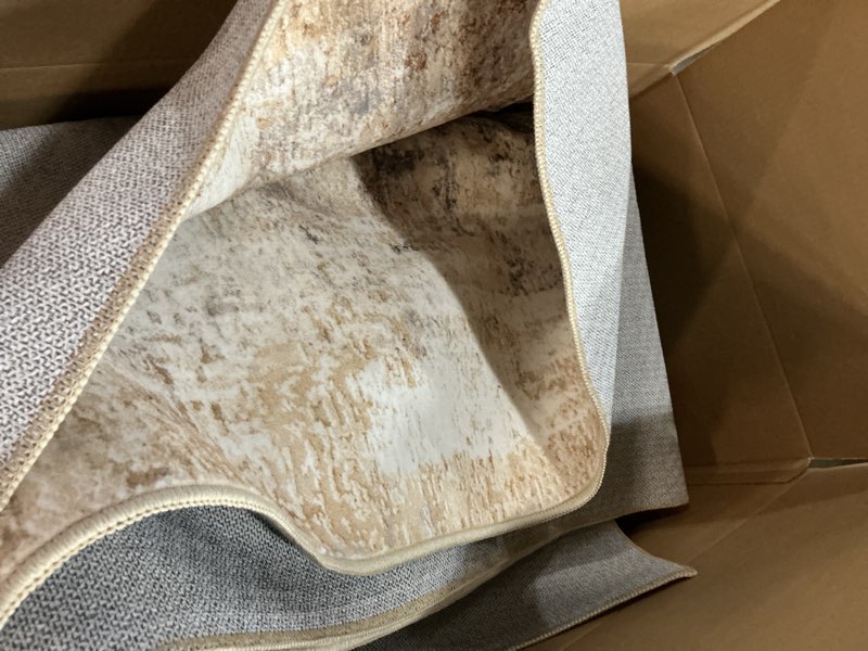 Condition photo showing Good Condition for Nakagishi 6X9 Area Rugs for Living Room: Washable Modern Abstract Rug with Non-Slip Silicone Backing Low Pile Soft Carpet for Bedroom & Dining Decor Ideal for Families with Kids and Pets-Brown 6' x 9' (Rectangular) Brown