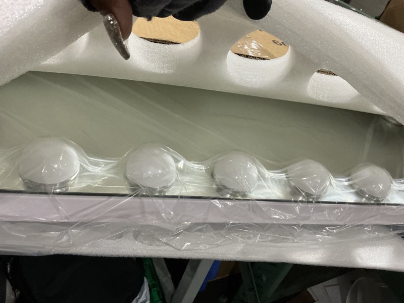 Condition photo showing Good Condition for m mivonda hollywood vanity mirror with 18 bulbs lights, large lighted makeup mirror for desk and wall, dimmable 3 lighting modes, plug-in & usb charger port, white 26"x22"