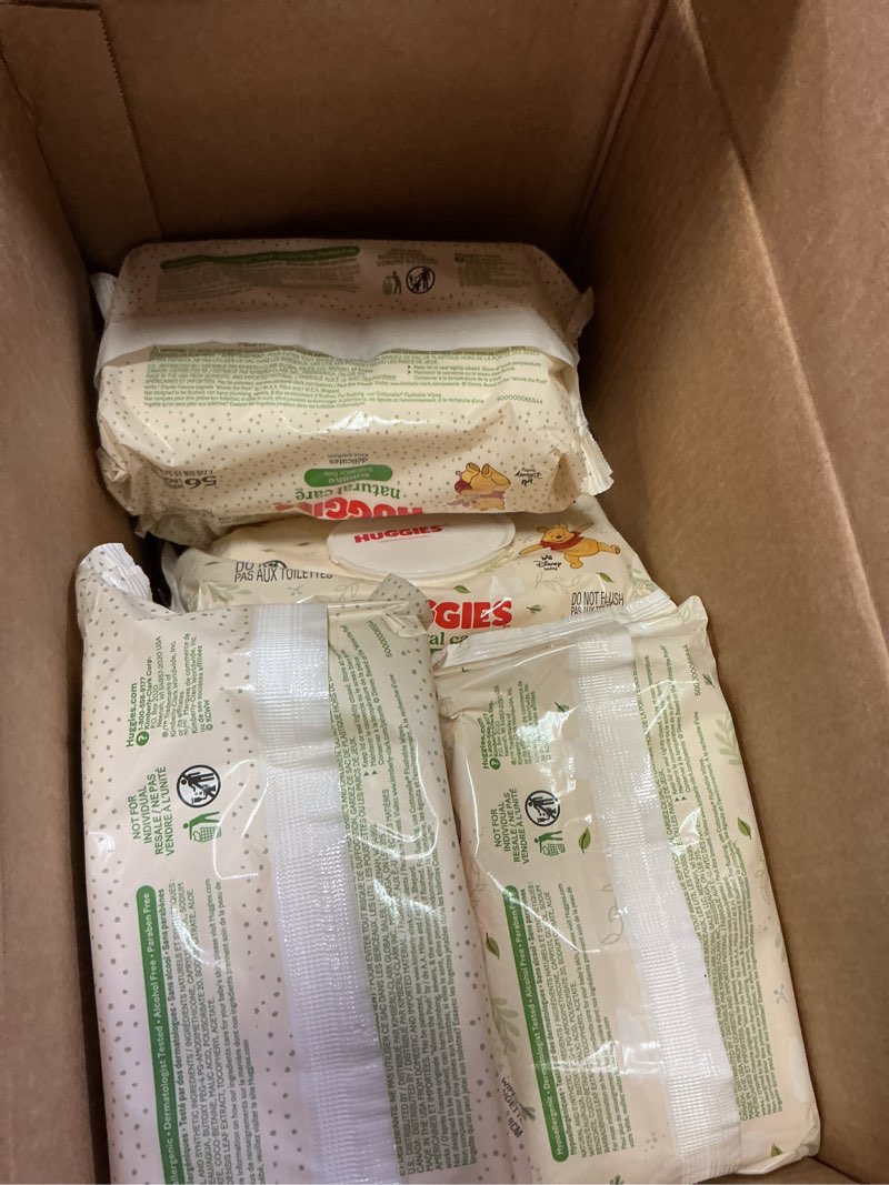 Condition photo showing As Is for (Inc, only. 7  pieces) Huggies Natural Care Sensitive Baby Wipes, Unscented, Hypoallergenic, 99% Purified Water, 10 Flip-Top Packs (560 Wipes Total) 56 Count (Pack of 10)