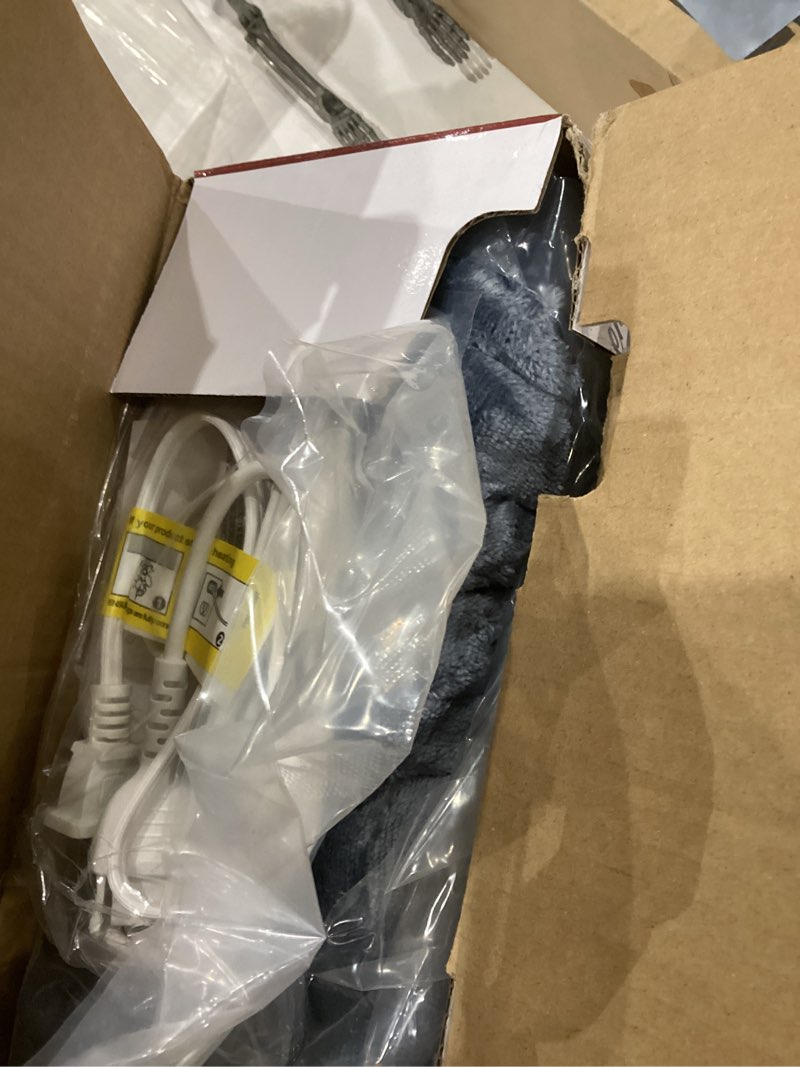 Condition photo showing As Is for Homemate Heated Blanket Electric Throw - 50"x60" Heating Blanket Throw 1/2/4/6/8 Hours Auto-Off 10 Heat Level Over-Heat Protection Flannel Sherpa ETL Certification 01 - Light Grey 50 Inch x 60 Inch