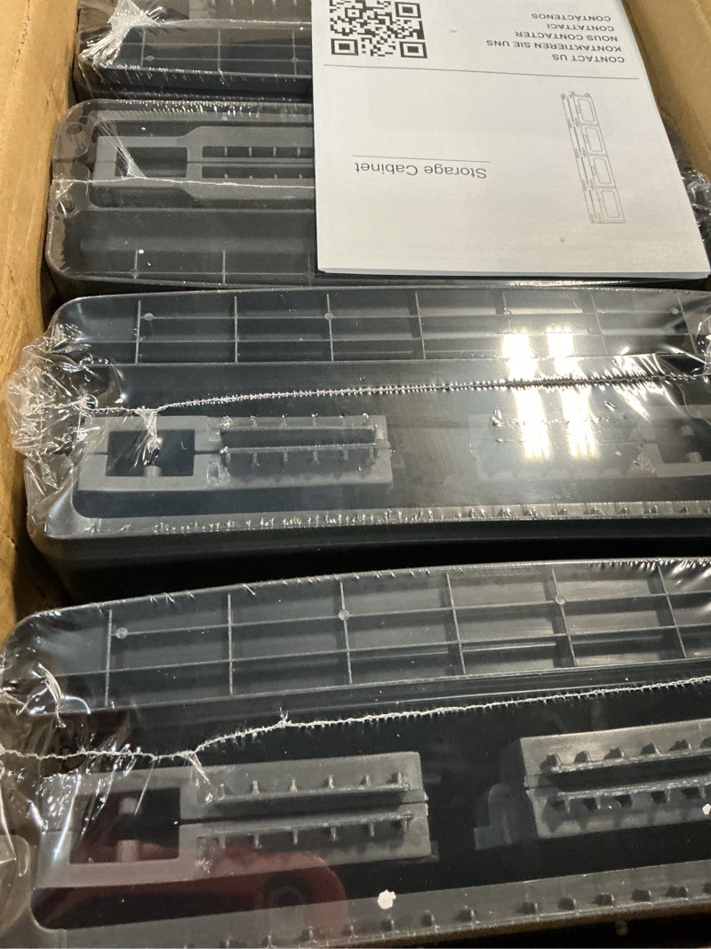 Condition photo showing New/Like New for VECELO 4-Tier Tall Narrow Storage Cabinet with Movable Wheels, Adjustable Shelves, Anti-Tip, Slim, f