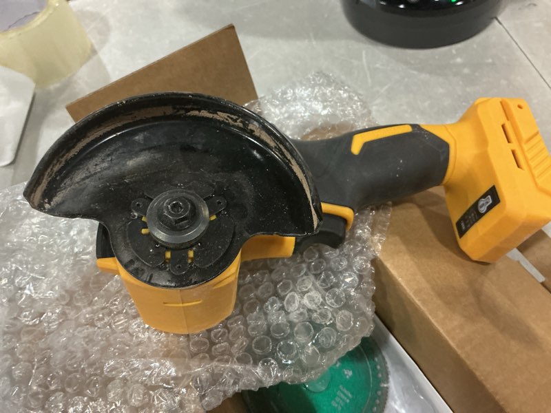 Condition photo showing As Is for ecarke cordless cut off tool compatible with dewalt 20v battery, 4" circular saw brushless motor with blades, 18,000 rpm mini cut off tool kit for wood/metal/plastic/tile/stone cutting (tool only)