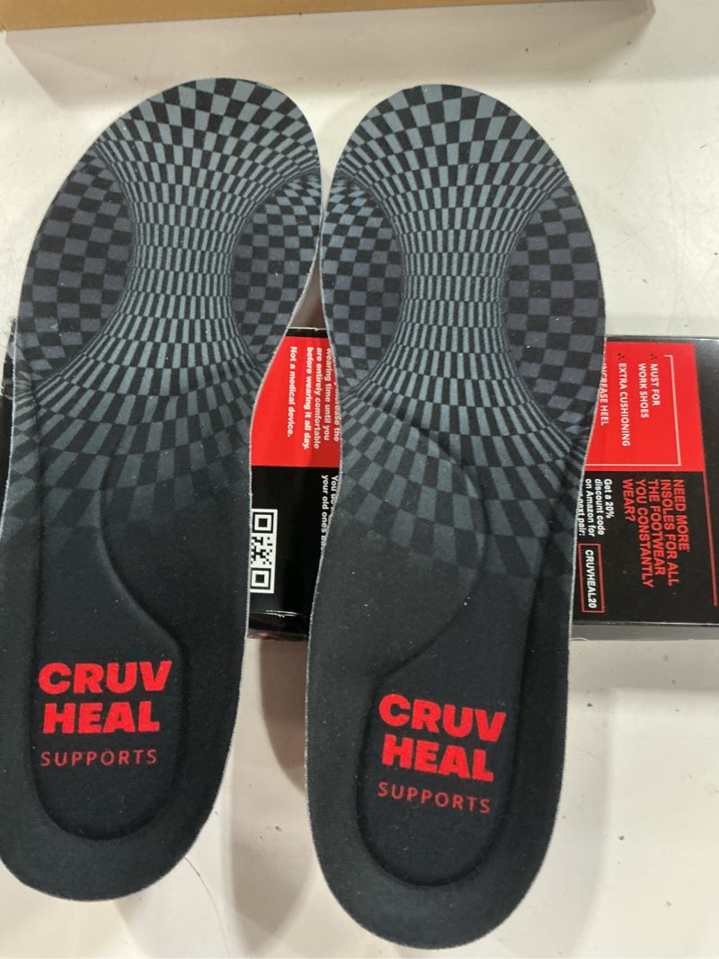 Condition photo showing New/Like New for cruvheal work orthotic insoles - anti fatigue medium arch support shoe insert men women - plantar fasciitis flat feet - relieve foot pain - work boot insoles standing all day (xl, gray) xl(men 11-13.5||women 12-14.5) gray