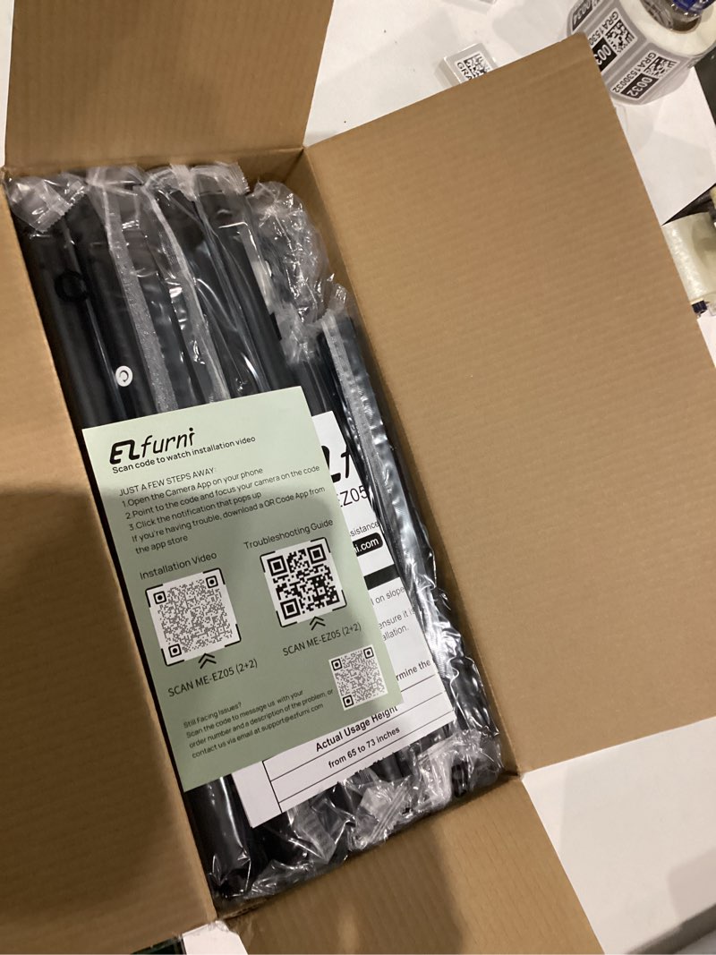 Condition photo showing New/Like New for Tension Double Curtain Rods for Windows by EZFurni,31 to 83 Inch Wide, Adjustable No Drill Curtain Rods for Living Room,Bedroom,Decorative Window Treatment,Renter Friendly,39 to 130 Inch Height,Black