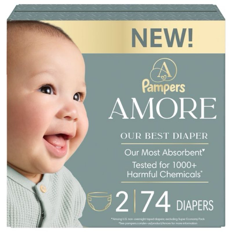 amore by pampers diapers super pack - size 2 - 74ct