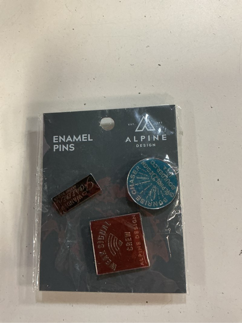 Condition photo showing New/Like New for alpine design silver pins - 3 pack, red