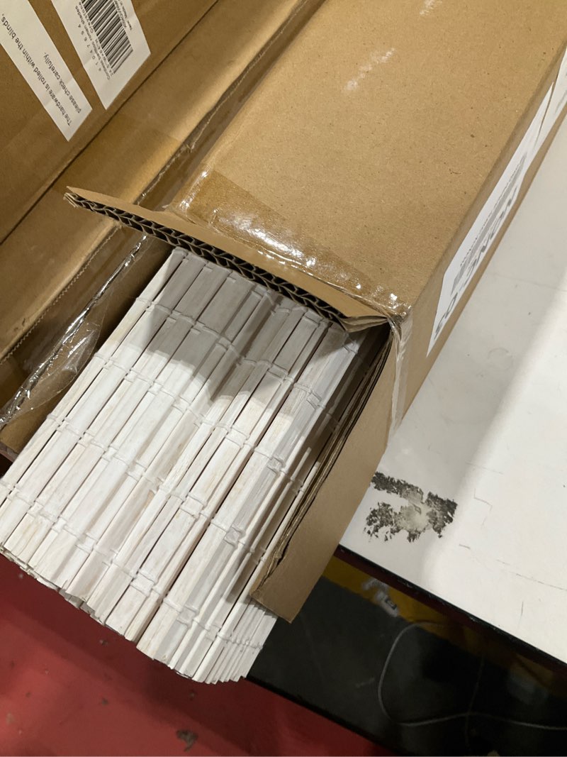 Condition photo showing Good Condition for lazblinds cordless bamboo roman shades, privacy blinds for interior windows, room darkening roll up bamboo blinds for home & patio, 22.5" w x 48" h, alpine ivory alpine ivory 22.5" w x 48" h