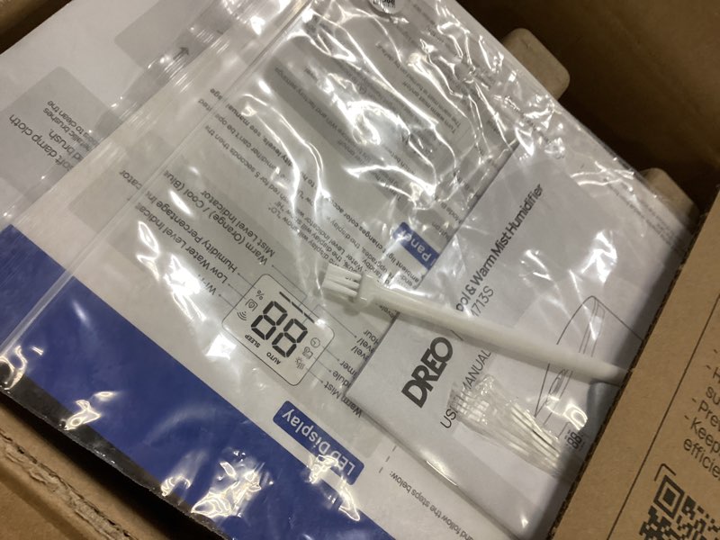 Condition photo showing As Is for Dreo 6L Humidifiers for Bedroom, Smart Warm & Cool Mist for Large Room, 60Hr Quiet Runtime for Baby, Plant, Humidity Sensor, Indicator Light, 12H Timer, Google/Alexa, HM713S Silver