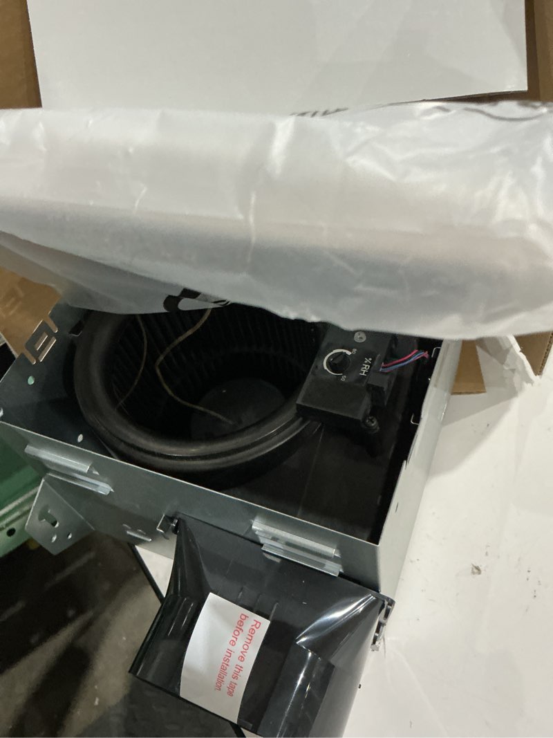 Condition photo showing As Is for tech drive very quiet 80 cfm, 1.5 sone no attic access needed installation bathroom ventilation and exhaust fan with humidity sensor 80cfm with humidity sensor