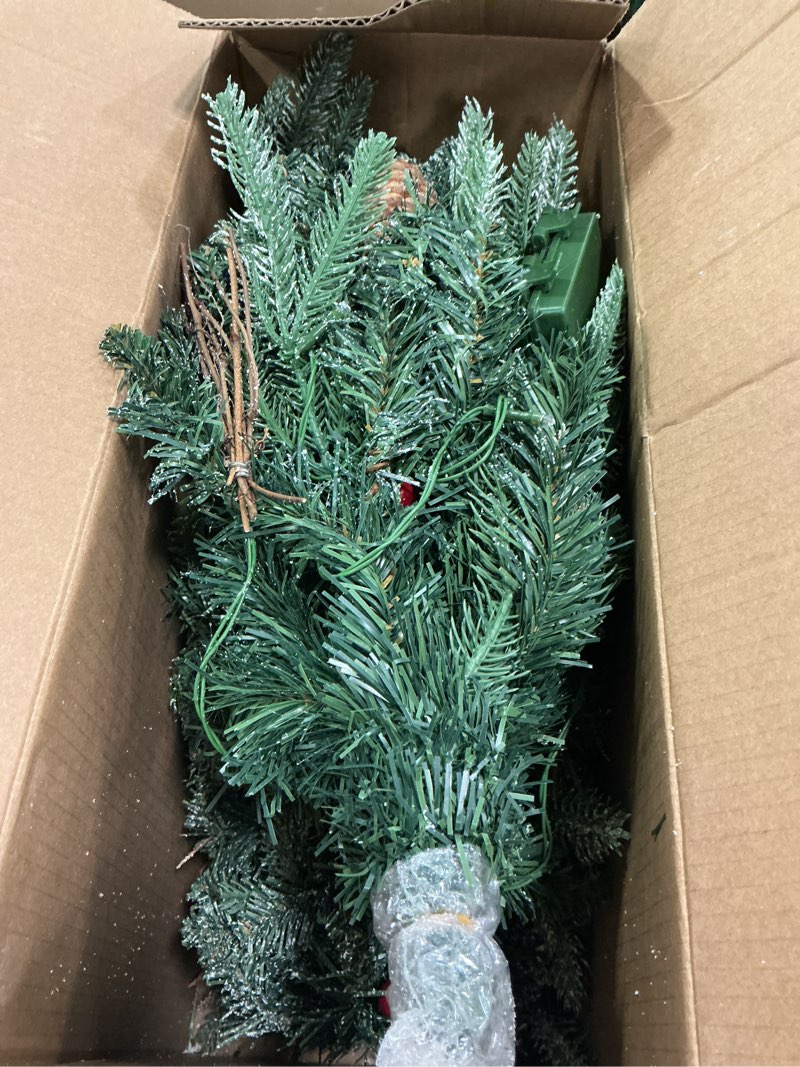 Condition photo showing Good Condition for 30 Inch Outdoor Prelit Christmas Tree 2 Pack, Battery Operated Flocked Snow Xmas Tree 100 LED Lights