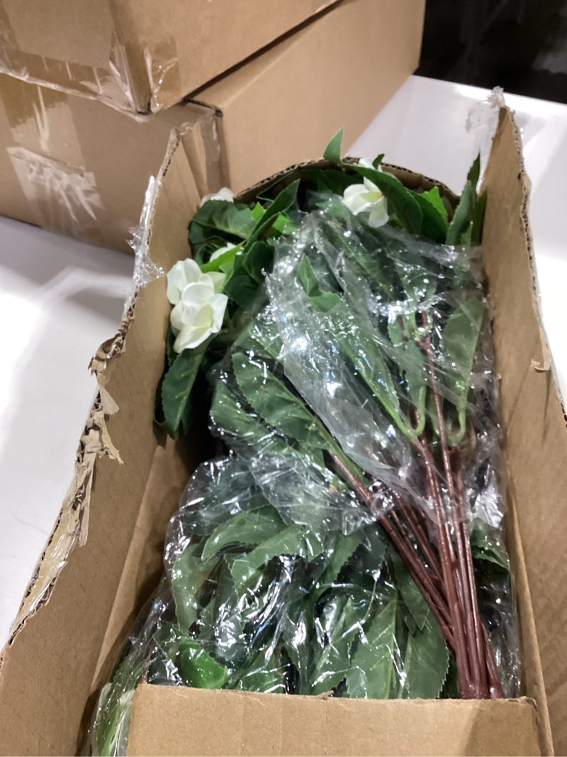 Condition photo showing Good Condition for livole 6 bundles artificial flowers for outdoors, realistic fake outdoor flowers impatiens uv resistant artificial outdoor flower for outside faux flower plants for porch garden home decor, white white 6 pcs