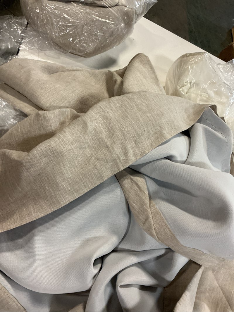 Condition photo showing Good Condition for european linen room darkening curtain, 48x96, flax