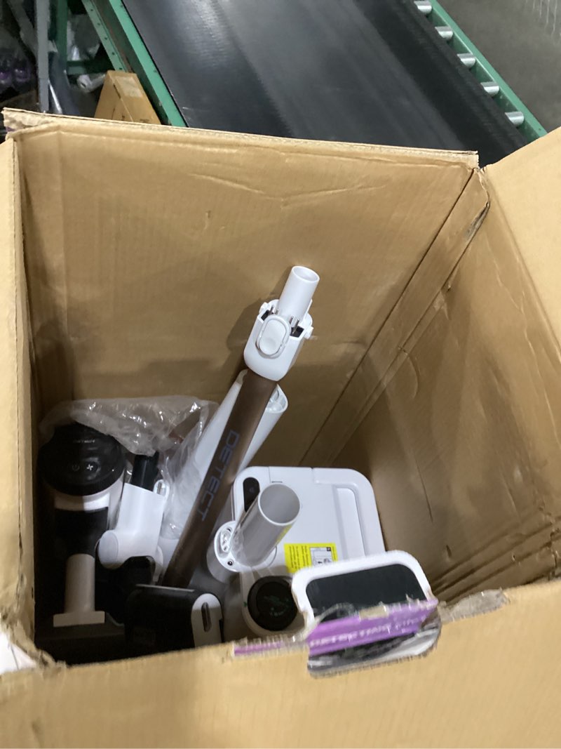 Condition photo showing As Is for Shark Detect Clean & Empty Auto-Empty System - Lightweight Cordless Vacuum Cleaner with HEPA Filter, Portable Handheld Attachment, Crevice Tool, Ideal Stick Vacuum for Pet Hair, White, IW3511 Detect Pro w/ Auto Empty