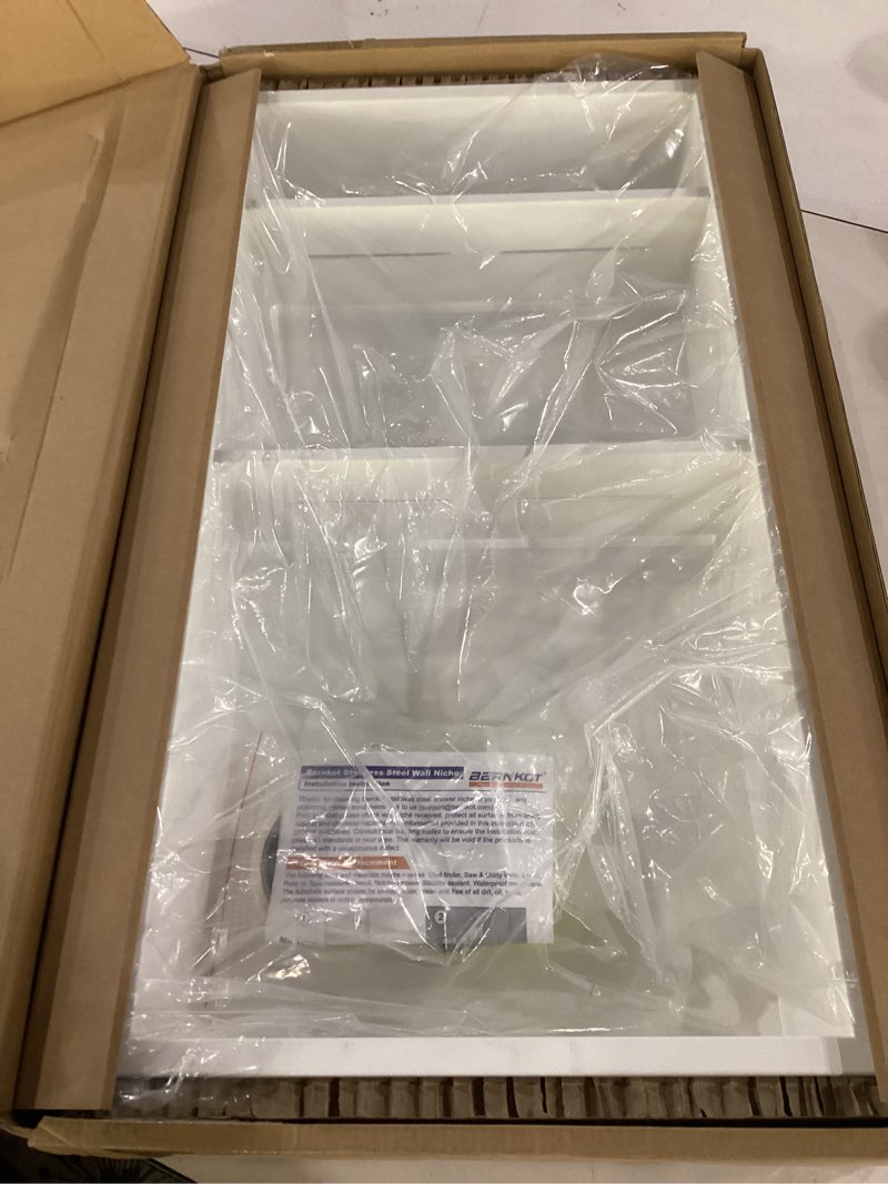 Condition photo showing Good Condition for stainless steel shower niche 24" x 14" white no tile needed niche | recessed shower niche w/ 3-tier shelf,space-saving white vertical niche, bathroom niche shower for shampoo & soap storage