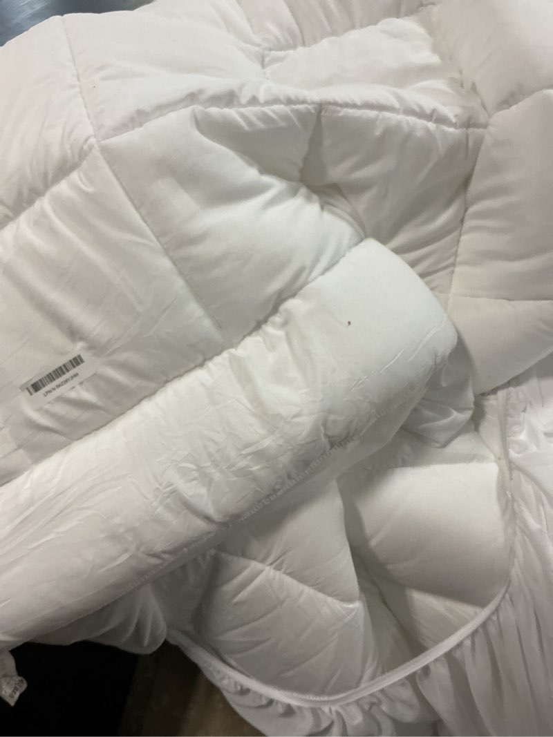 Condition photo showing As Is for cloud-like king mattress topper - 100% cotton top mattress pad for back pain relief - breathable & naturally cooling for hot sleepers, white white king