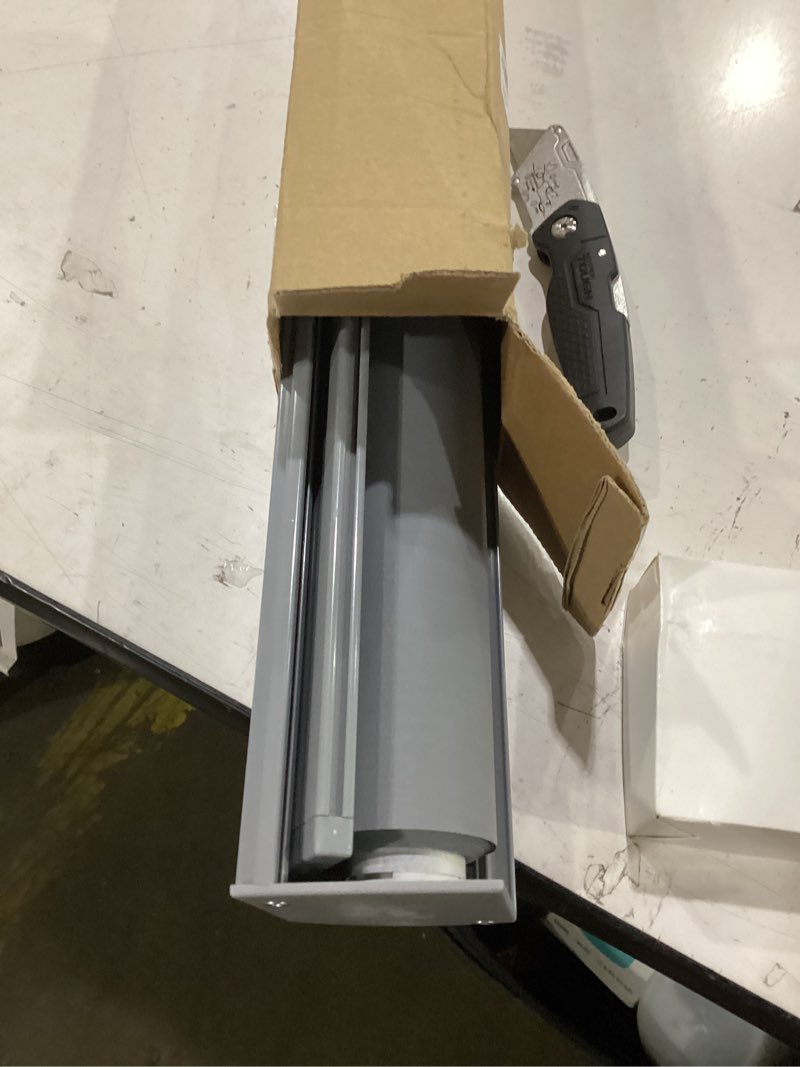 Condition photo showing Good Condition for chrisdowa cordless blackout roller shades for windows, striped free-stop window blinds with privacy, thermal insulated window shades for home, office and door. grey, 26" w x 72" h 26"w x 72"h grey
