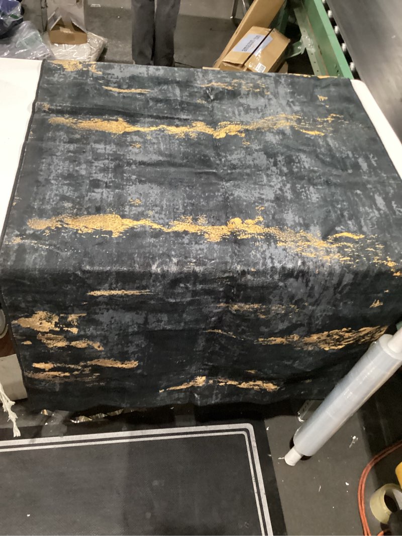 Condition photo showing New/Like New for releany washable runner 3'x8' abstract area rug for hallway black gold | carpet for kitchen, entryway, bathroom, living room, bedroom, printed pattern, non-slip, soft, stain-resistant, easy to clean black/gold 3' x 8' (runner)