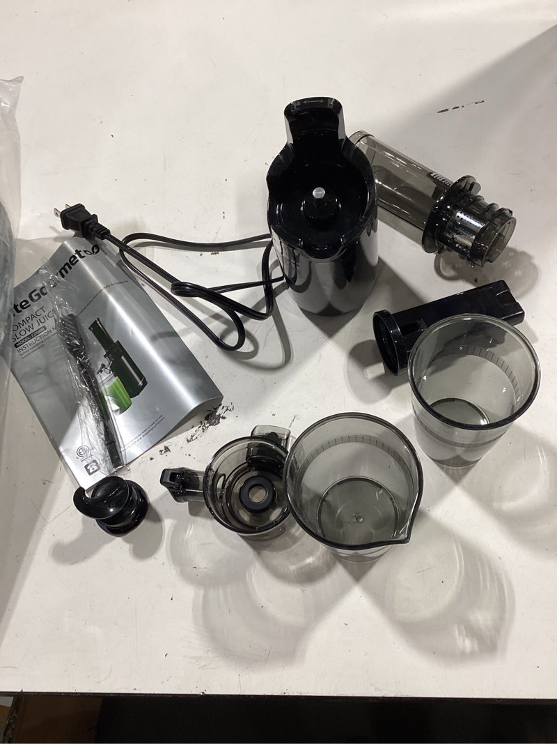 Condition photo showing Good Condition for elite gourmet ejx600 mini compact small space-saving masticating slow juicer cold press juice extractor, nutrient and vitamin dense, bpa-free tritan, easy to clean, 16 oz juice cup, charcoal grey