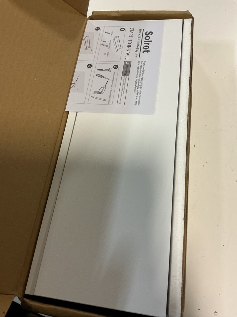 Condition photo showing Good Condition for white floating shelves for wall decor, 14 in shelf with lip set of 2 | 4.5" deep display picture ledge shelf, wall mounted wood storage shelves for bedroom, bathroom, living room, kitchen nursery