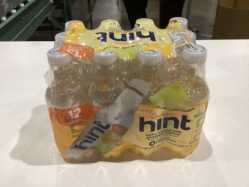 Condition photo showing New/Like New for Hint Water (Pack of 12), 16 Ounce Bottles, Pure Water Infused with Pineapple, Zero Sugar, Zero Calories, Zero Sweeteners, Zero Preservatives, Zero Artificial Flavors Pineapple 16 Fl Oz (Pack of 12)