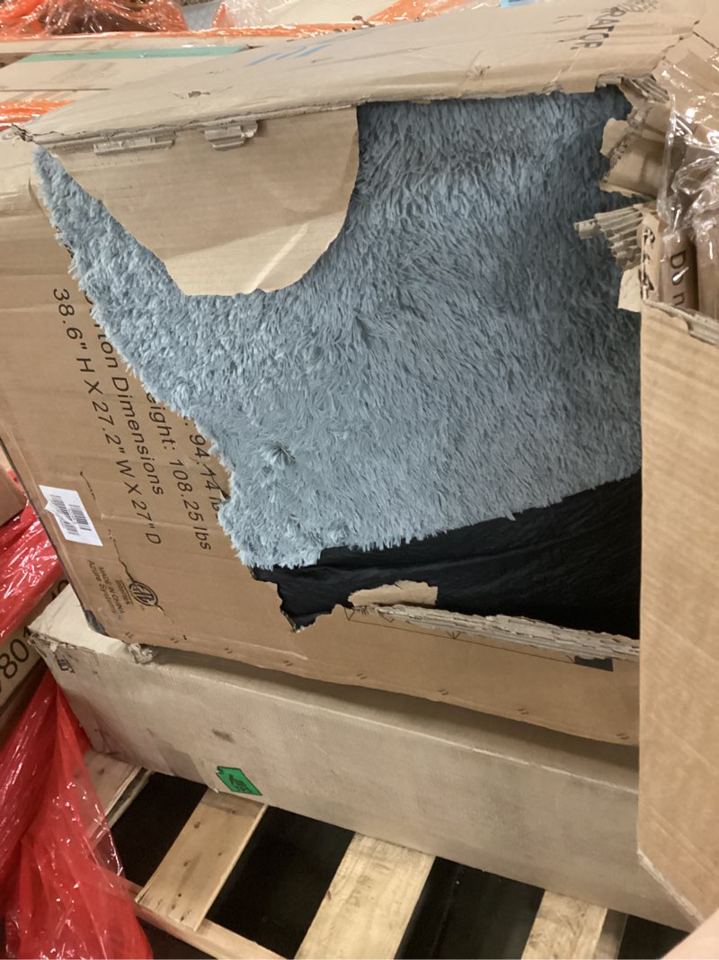 Condition photo showing As Is for LE SURE Foldable Human Dog Bed - 3 in 1 Flexible Giant Human Dog Bed for Adult People with Supportive Bolster Egg Foam, Waterproof Liner, Calming Fluffy Faux Fur Orthopedic Big Bean Bed, Soft Grey 68.0"L x 44.0"W x 12.0"Th Soft Grey