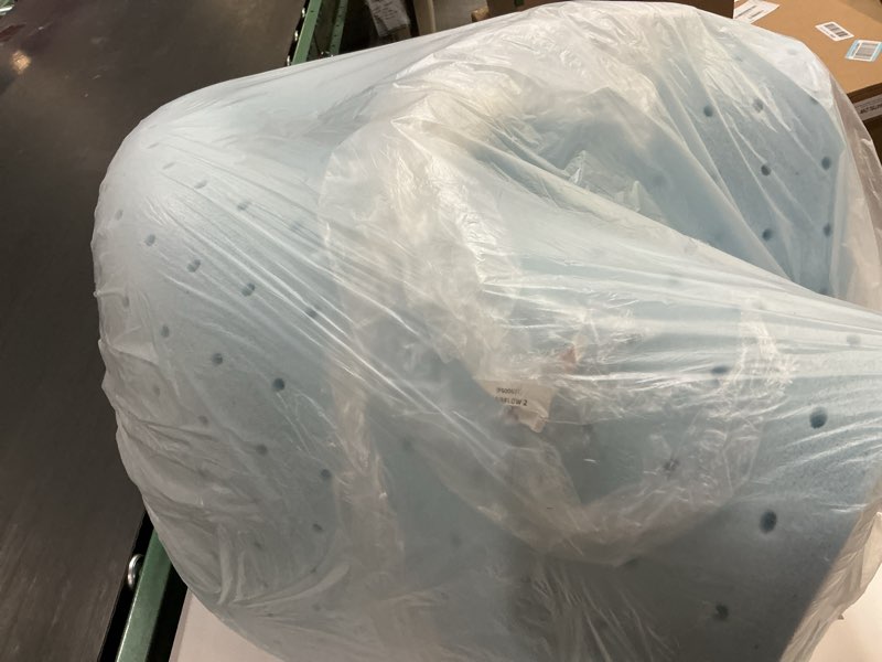 Condition photo showing As Is for Mellow 2.5 Inch Ventilated Memory Foam Mattress Topper, Cooling Gel Infusion, CertiPUR-US Certified, Dorm Essentials, Full, Blue Full 2.5 Inch