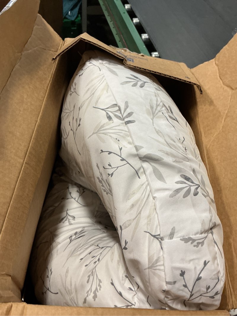 Condition photo showing As Is for Boppy Nursing Pillow - Ergonomic Bottle & Breastfeeding Pillow with High, Firm, Large Area, Water-Repellent Cushion with Washable Cover; Baby Safety Alliance Verified - Gray Gentle Leaves New Nursing Pillow Gray Gentle Leaves
