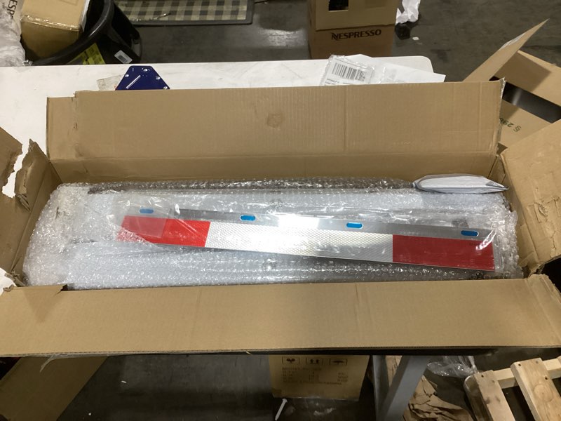 Condition photo showing Good Condition for Stainless Steel Straight Spring Loaded Mud Flap Hanger Set 2.5" Bolt Spacing 30" Length with Aluminum Reflective Tapes fit for Semi Trucks, 2 pcs 2-1/2" Stainless Steel
