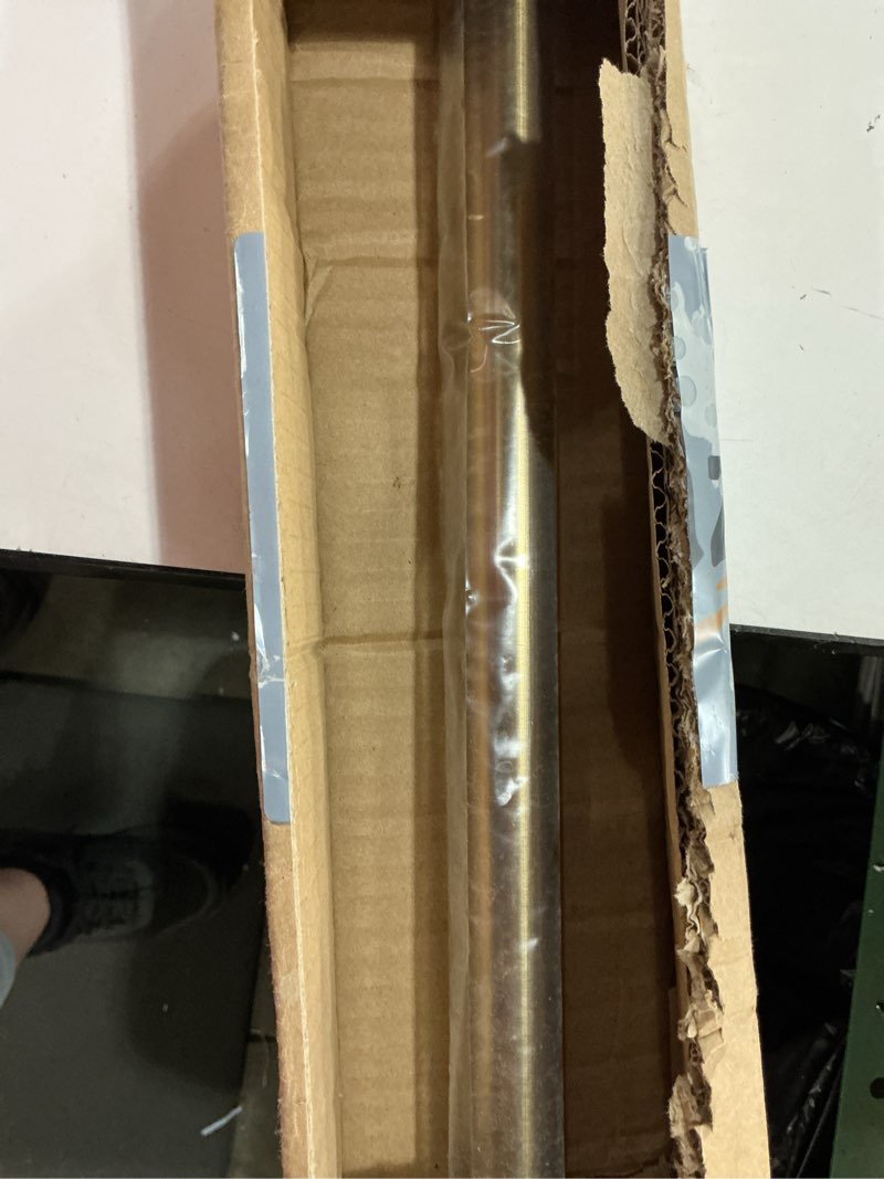 Condition photo showing Good Condition for Brass Gold Curtain Rods for Windows 48 to 84, 1 Inch Decorative Antique Brass Curtain Rod Heavy Duty with Adjustable Length & Easy Installation 48" to 84"