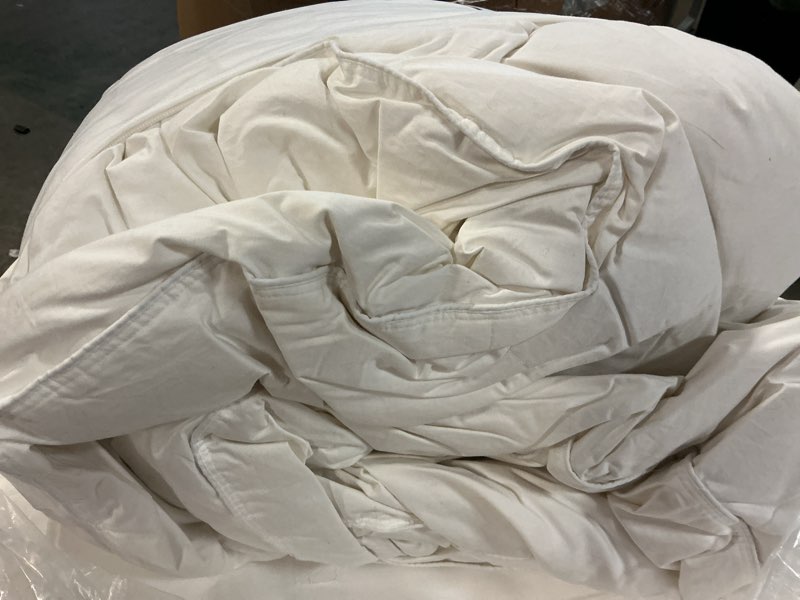 Condition photo showing As Is for ultra warm premium down comforter, king/cal king, down