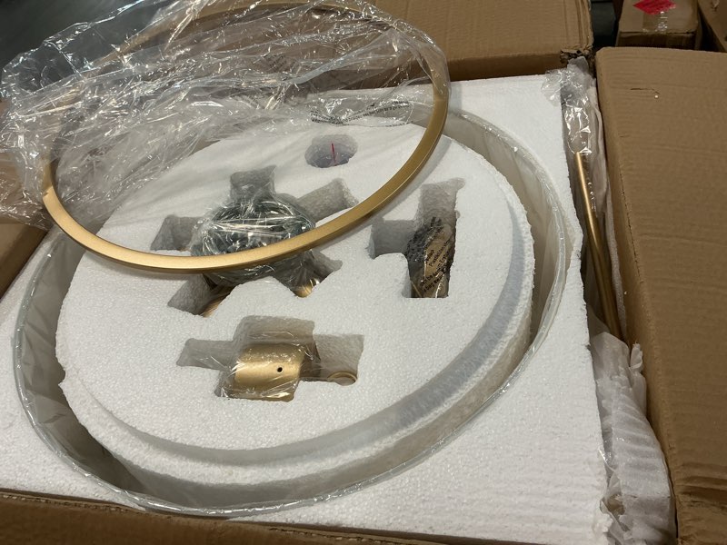 Condition photo showing Good Condition for (incomplete)20.5\" gold drum chandelier, 5-light modern light fixture for dining room 20.5'' gold