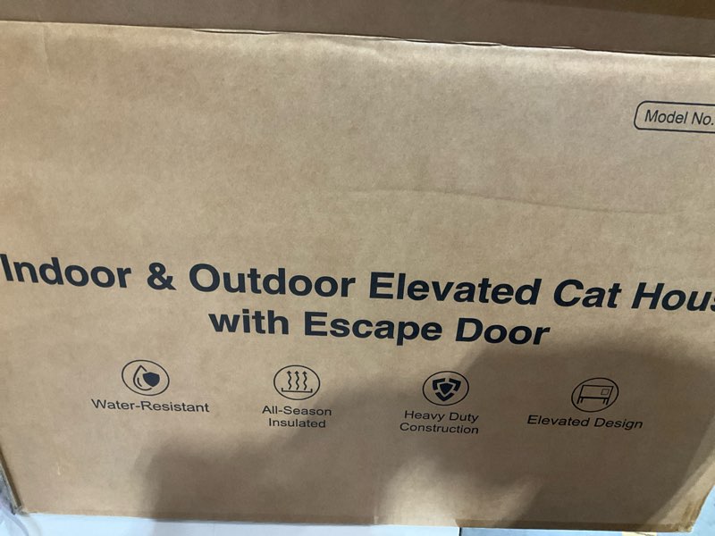 Condition photo showing Good Condition for indestructible heated cat house with pet camera for outside winter, 100% waterproof, escape door, insulated outdoor cat shelter with heater for feral barn cat kitty (desert camouflage, 25.5"x16"x18") desert camouflage 25.5"x16"x18"