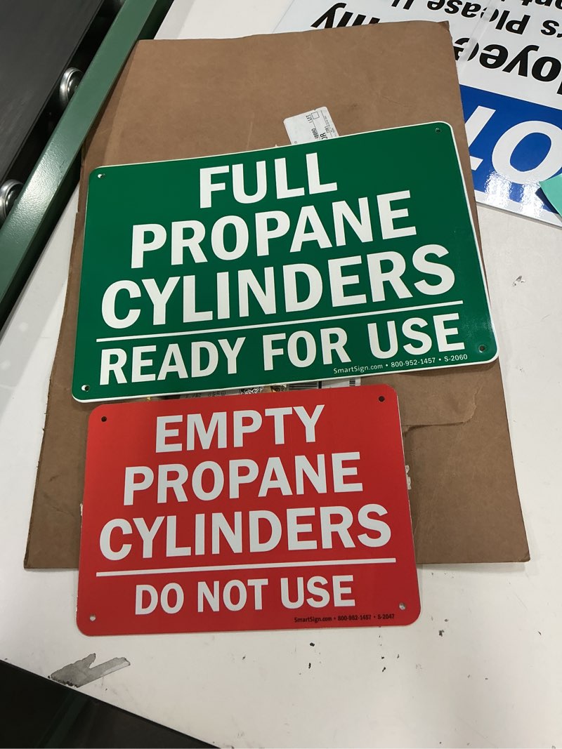 Condition photo showing Good Condition for smartsign "full propane cylinders ready for use" sign | 10" x 14" aluminum