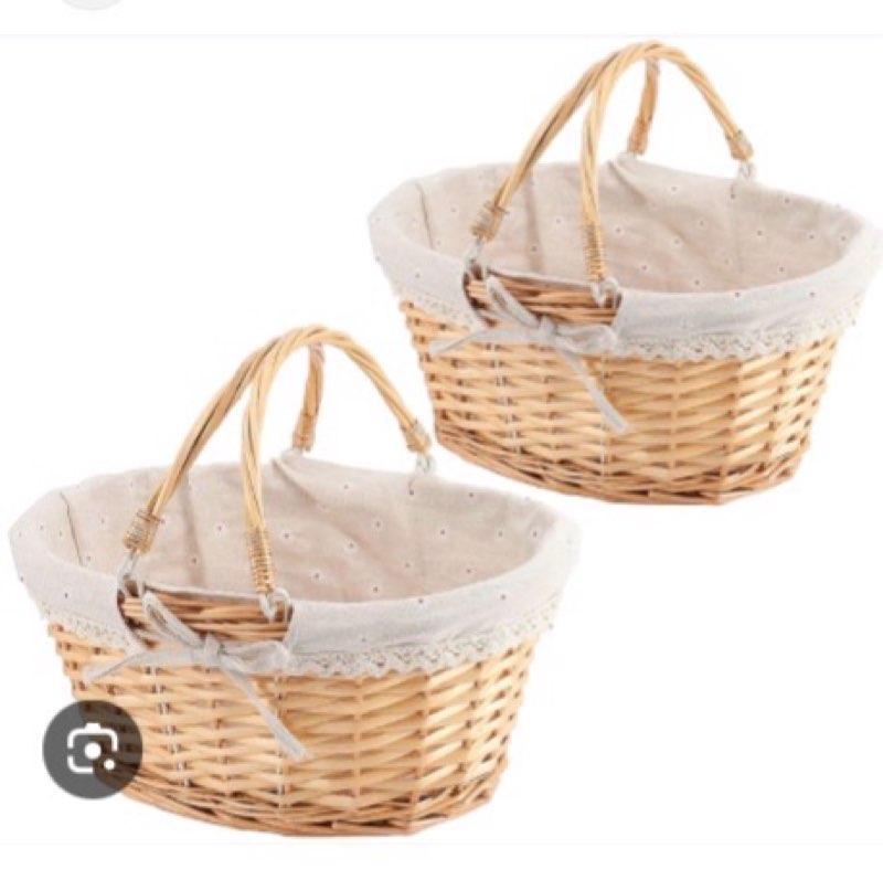ZOENHOU 2 PCS Natural Wicker Gift Empty Basket, Hand-Woven Large Favors Storage Willow Picnic Basket