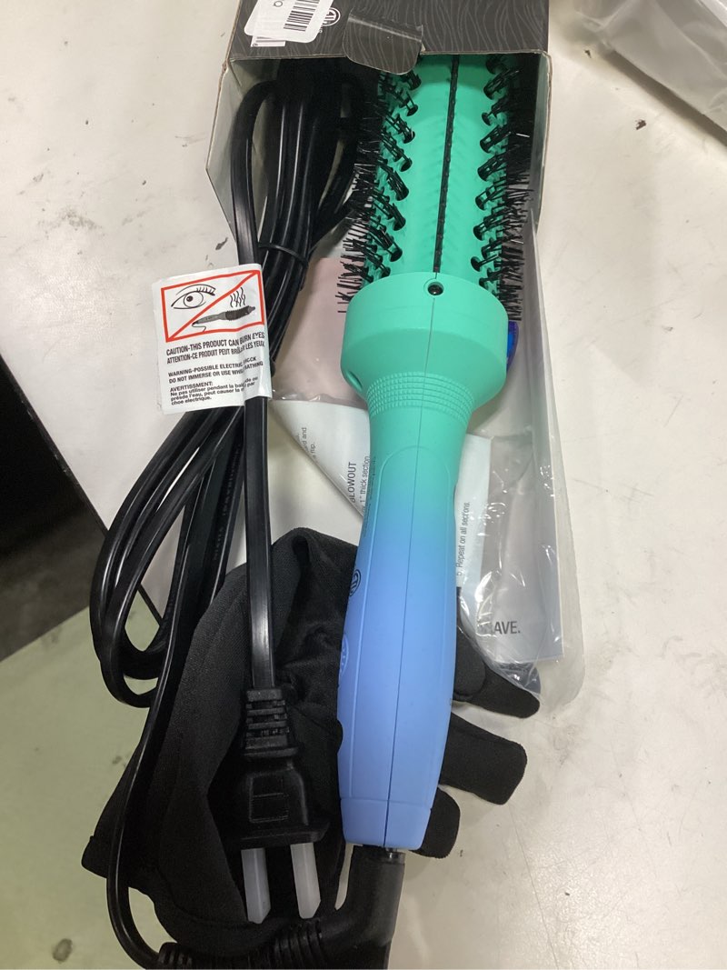 Condition photo showing Good Condition for calista fauxblo thermal blowout brush, heated airless round styling brush for smooth, shiny volume, 365°f single heat setting, 1.77" size, dual voltage, blue snow cone 1.77 blue snow cone