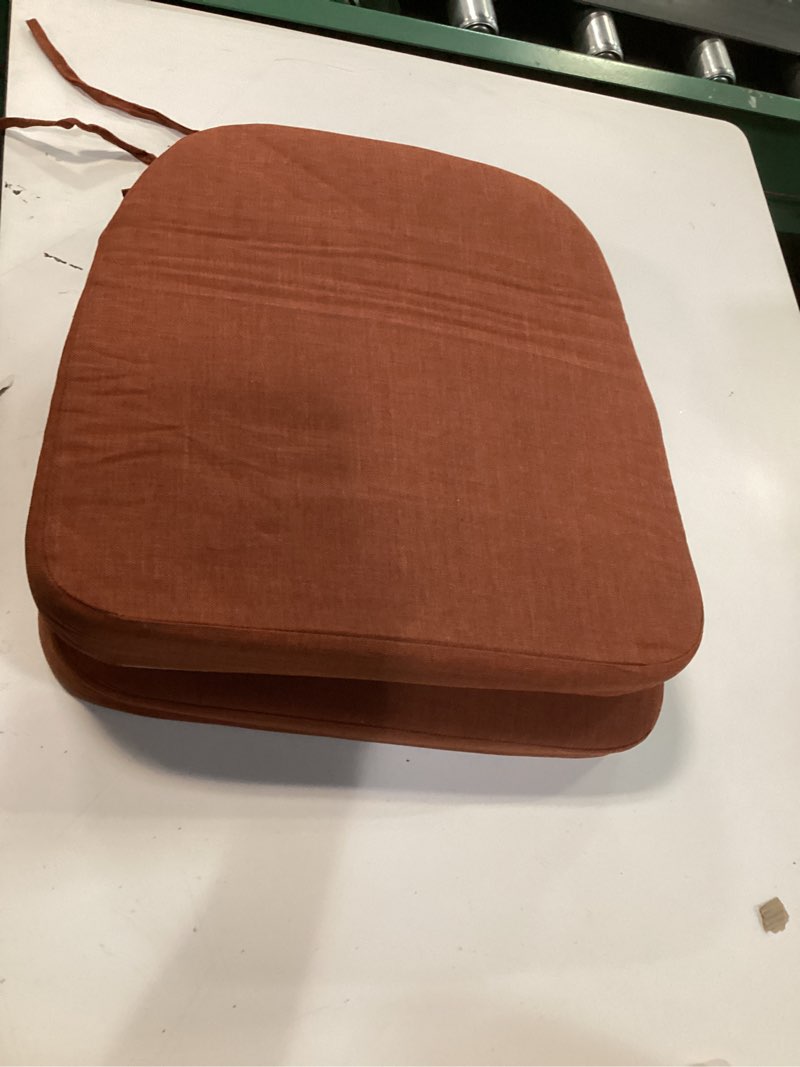 Condition photo showing Good Condition for Outdoor Chair Cushions Set of 2,Patio Seat Cushion 17"x16"x2",U-Shaped Dining Chair Cushion 17 by 16 Inch,Water Resistant,Fade-Resistant Chair Pads for Kitchen Garden Furniture(Caramel Orange)