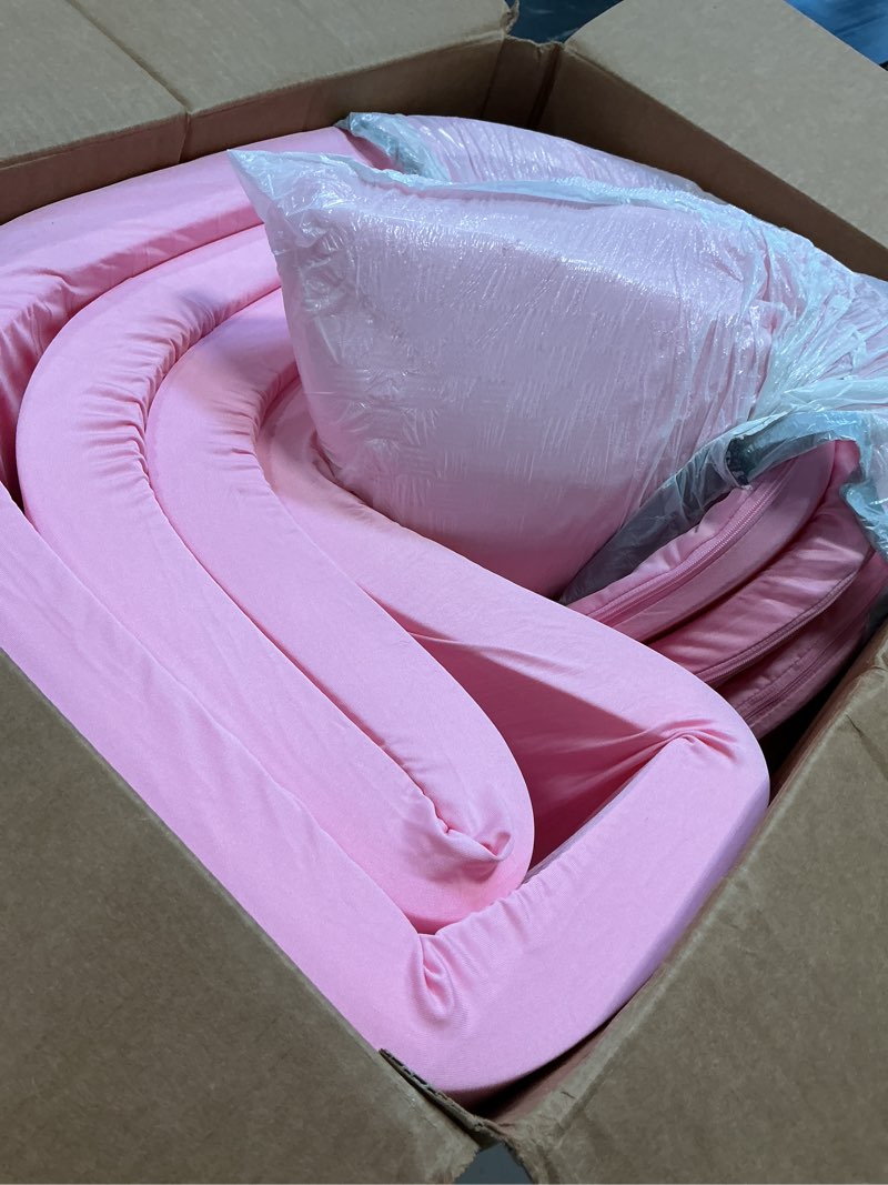 Condition photo showing As Is for 47.2"x 13.8" Foam Ball Pit, Large Ball Pits for Toddlers, Soft Round Playpen Ball Pool for Kids, Ideal Gift for Child Indoor and Outdoor Game, Pink(Balls not Included) 47.24 IN Pink