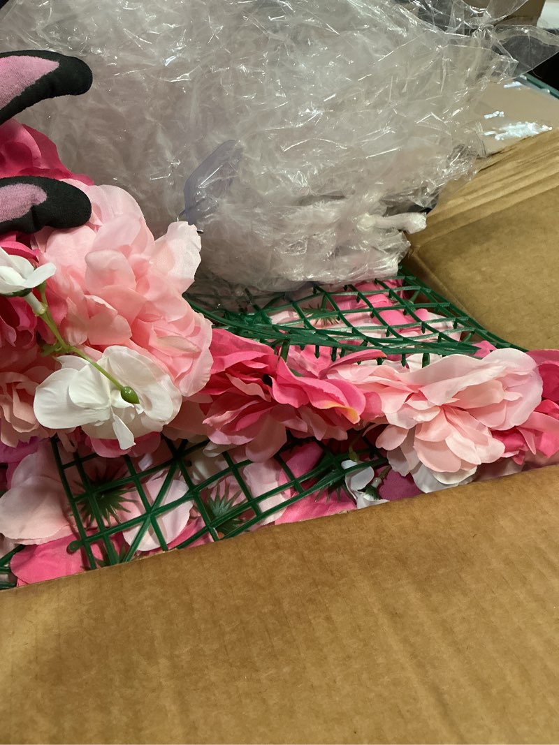 Condition photo showing Good Condition for COKAOBE Pink Flower Wall Panels Backdrop, 12PCS 15x15 Inch 3D Silk Rose Floral Wall, Artificial Flower Panels for Wedding, Party, Bridal Shower, Baby Shower, Home and Photo Backdrop Decoration Pink 12PCS?5x3.75ft ?