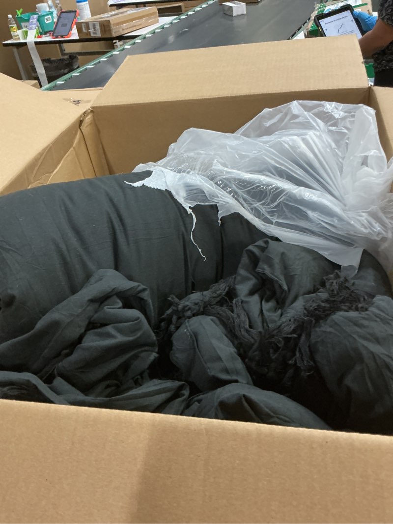 Condition photo showing As Is for Lemfux Bedding Set Twin Sheet Set 4 Pieecs Washed Cotton Dark Grey Boho Tassel Luxury Deep Pocket Fitted Sheet Set, 1 Flat Sheet 66"x96", 1 Fitted Sheet 39"x75", 2 Pillowcases 20"x29" Dark Grey Twin