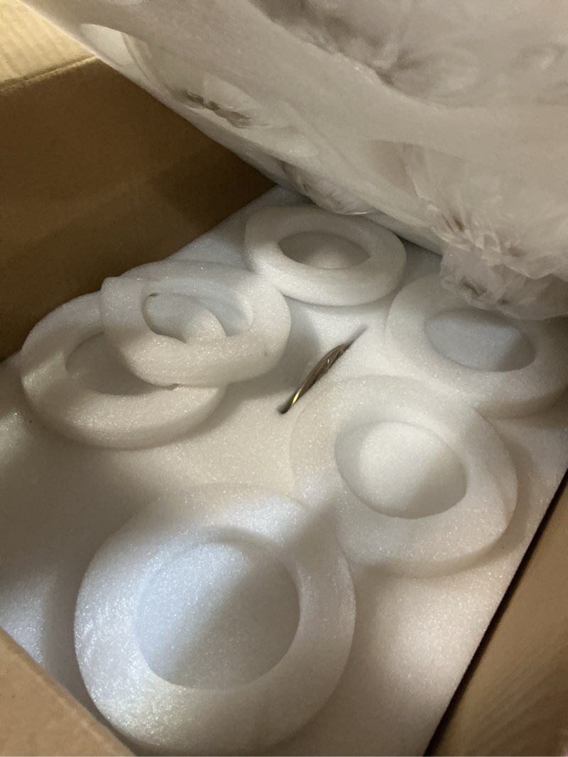 Condition photo showing New/Like New for Vintage Brushed Gold Chandeliers for Dining Room Light Fixture, 6-Light Mid Century Milk Glass Globe Chandelier, Modern Farmhouse Sputnik Pendant Lights Kitchen Island Living Room Bedroom Entryway