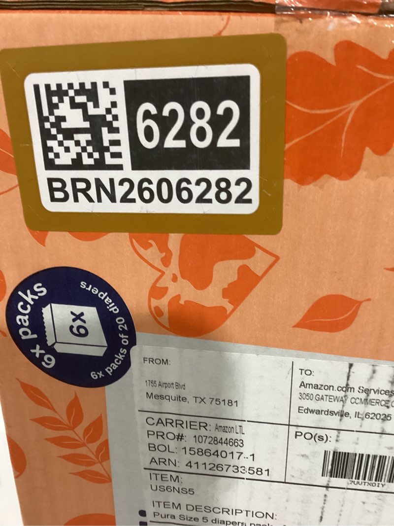 Condition photo showing As Is for pura size 5 eco-friendly diapers (24-35 lbs) totally chlorine free (tcf), hypoallergenic, soft organic cotton, sustainable, up to 12 hours leak protection, allergy uk, 6 packs of 20 (120 diapers) size 5 120