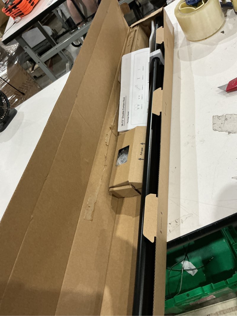 Condition photo showing Good Condition for usfook 1 inch black double curtain rod 36 to 72 inches (3 to 6 ft), dual drapery rods with modern end cap finials, telescoping curtain double rods, fewer rods for quicker setup black 36-72"