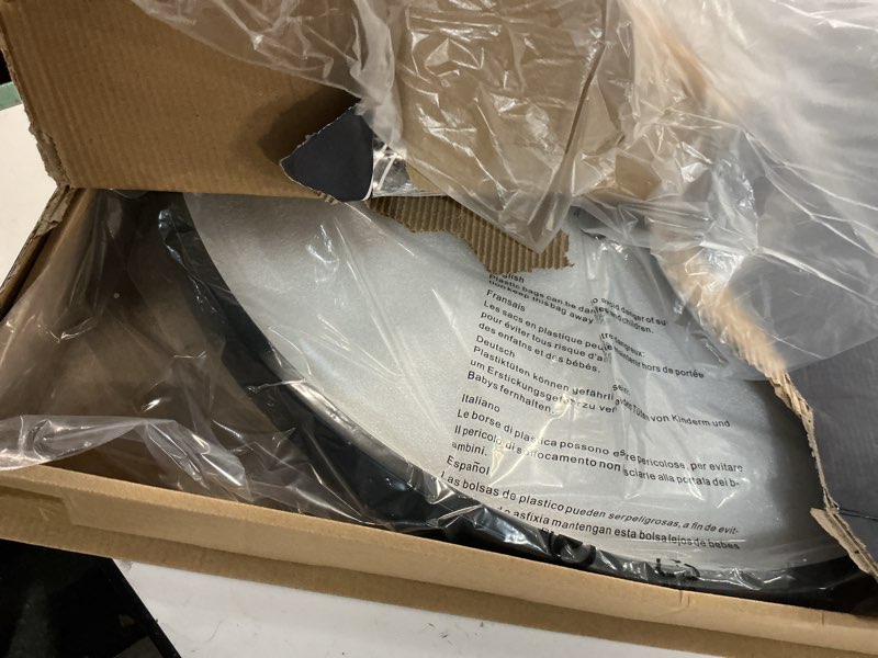 Condition photo showing Good Condition for 24 Inch LED Ceiling Light Fixture, Dimmable with Remote Control, 3000K-6500K Color Adjustable, Ultra Thin Flush Mount, 48W, 4800Lm, Black, Round, for Bedroom, Kitchen, Living Room, Home Office Black 24 inch