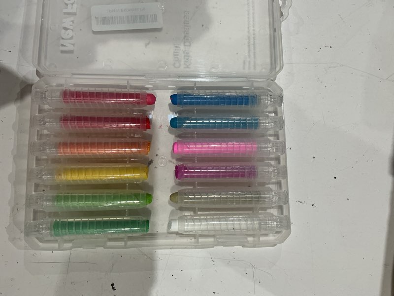 Condition photo showing As Is for newfamily dustless chalk for kids with holder, 12 colors non-toxic chalkboard chalk, mess-free drawing chalk for toddlers, blackboard, easel board, classroom & home art supplies standard 12colors