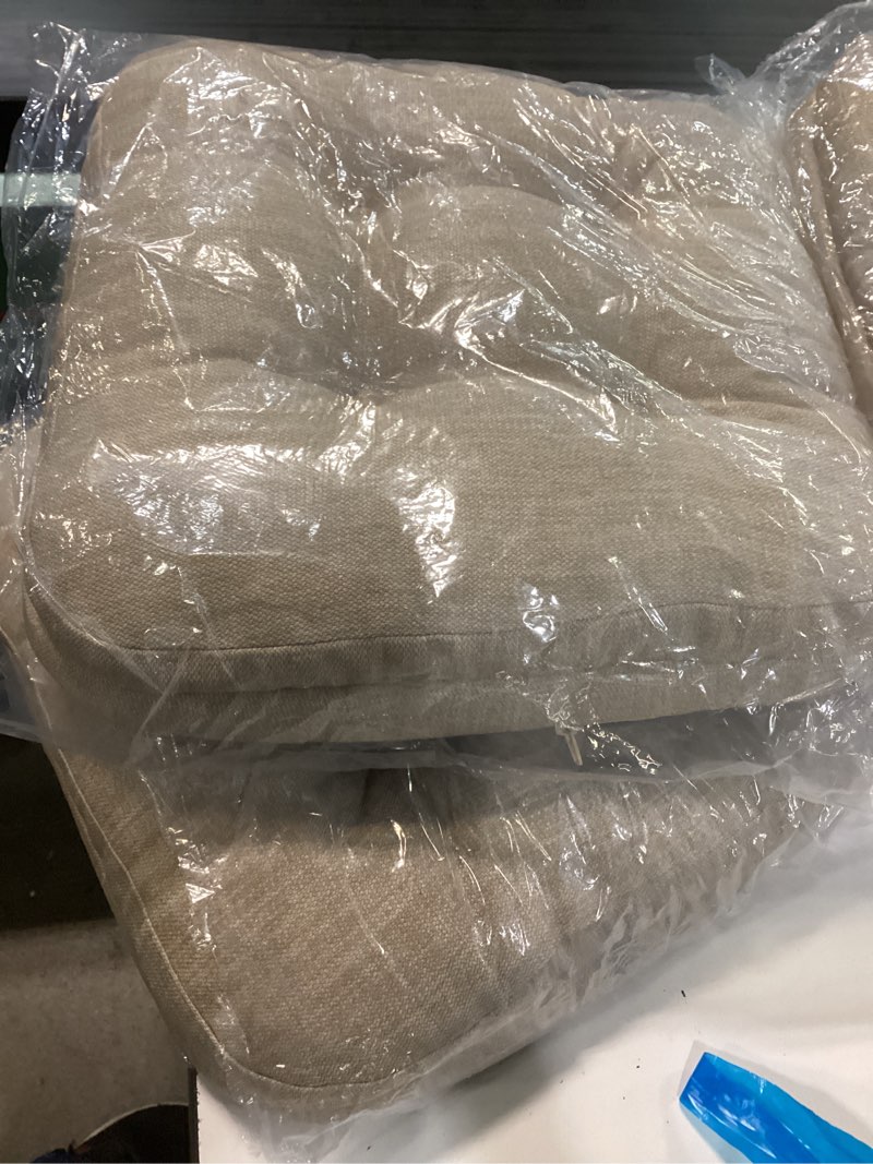 Condition photo showing Good Condition for shinnwa chair cushions for dining chairs 2 pack, tufted memory foam kitchen seat cushions, non-slip chair pads with ties, 16.5” x 16.5” x 3.5”, beige, set of 2