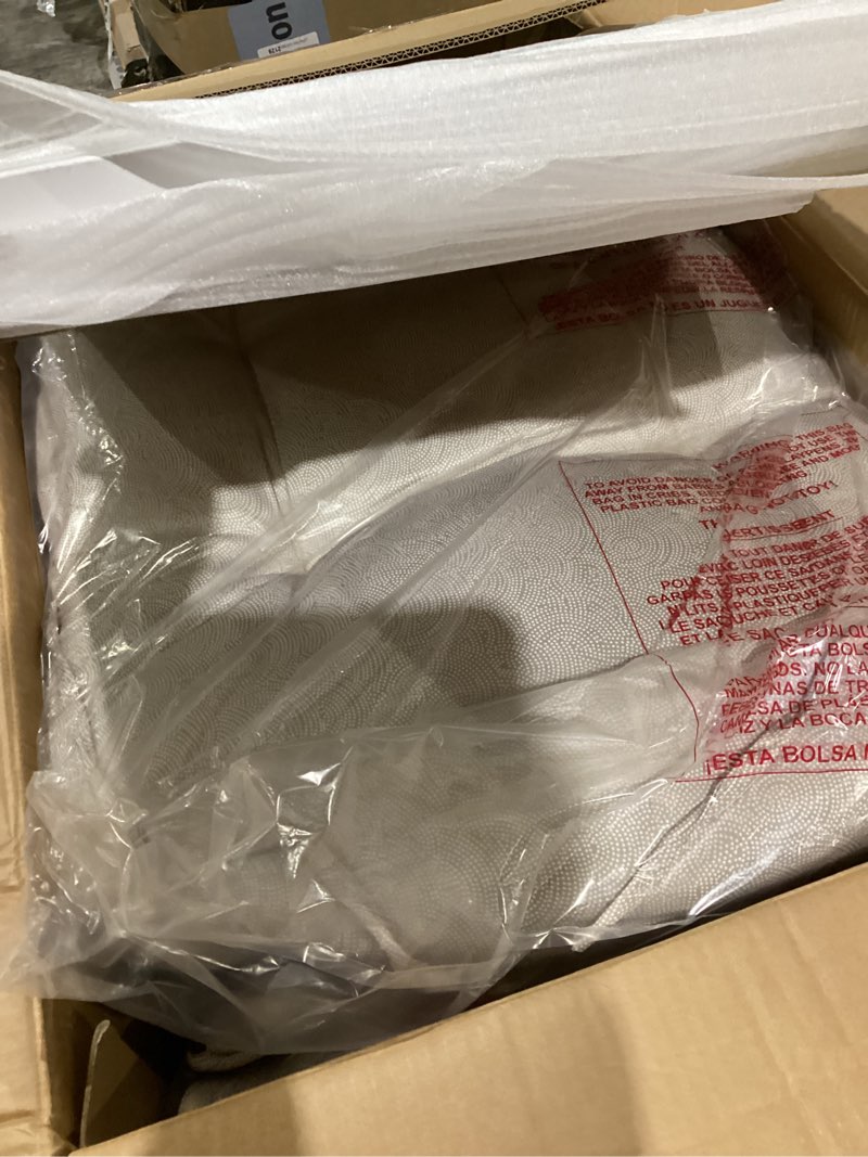 Condition photo showing Good Condition for storkcraft tuscany custom glider and ottoman with free lumbar pillow (white/taupe swirl) - cleanable upholstered comfort rocking nursery chair with ottoman white w/taupe swirl solid